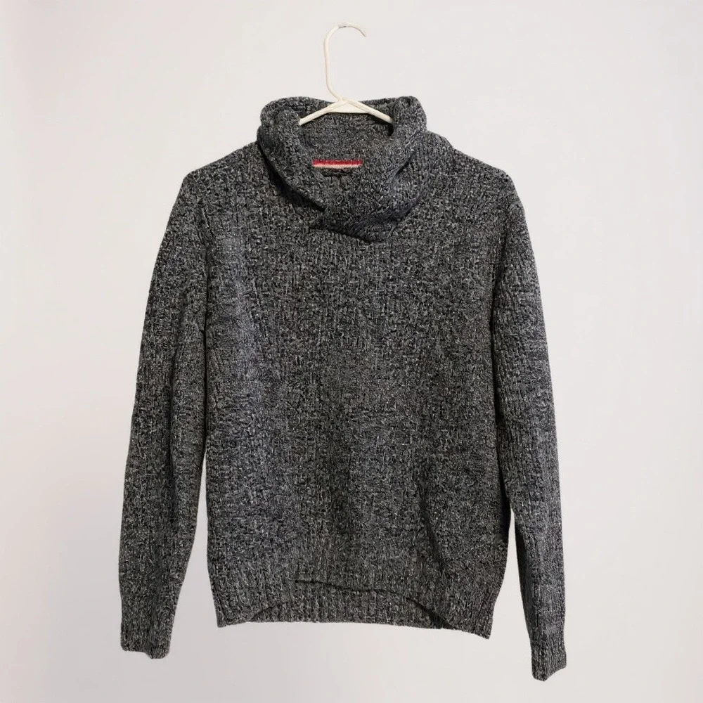 American Eagle Men's Knit Sweater‎ Charcoal Gray Shawl Collar Athletic Fit M